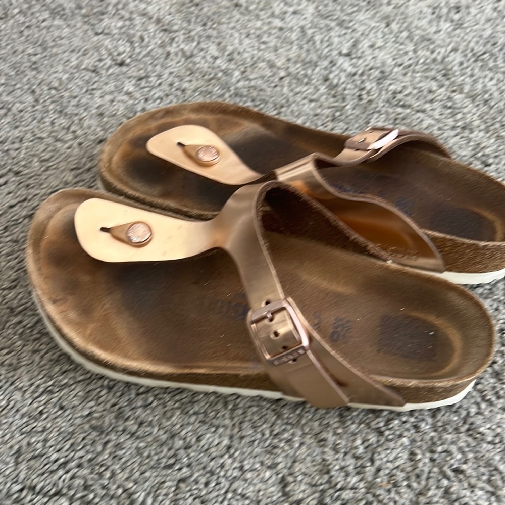 'Birkenstock Gizeh Birko-Flor Thong Sandal Womens Size 40 in Rose Gold